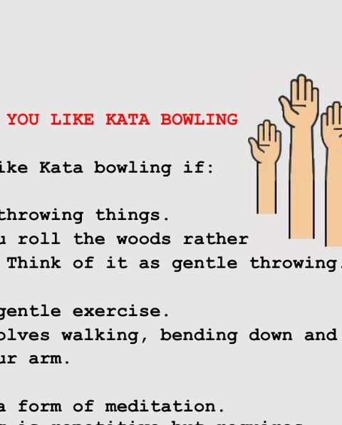 Hands up if you like kata bowling, from chapter 1