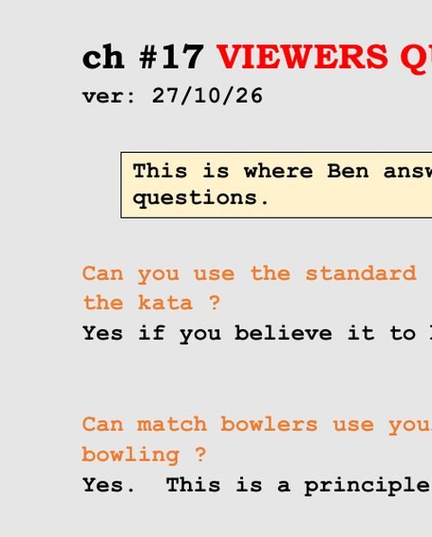 The first page of viewers' questions, chapter 17